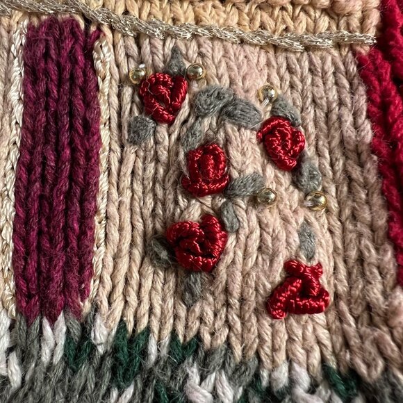 Vintage Slouchy Thick Knit Christmas Cardigan Grandma Chunky Fair Isle Large - Picture 10 of 15